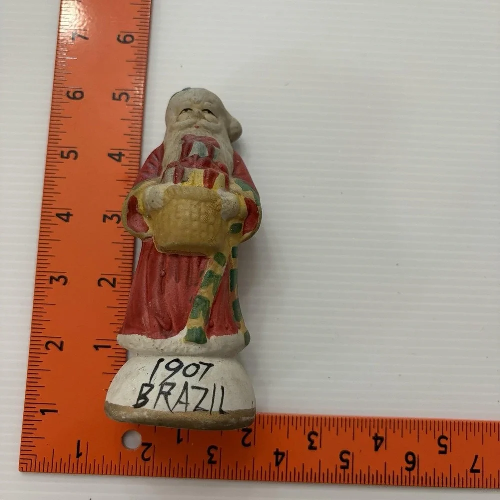 Vintage Santa Claus Figurine 1907 Brazil Folk Art Style Christmas Decor